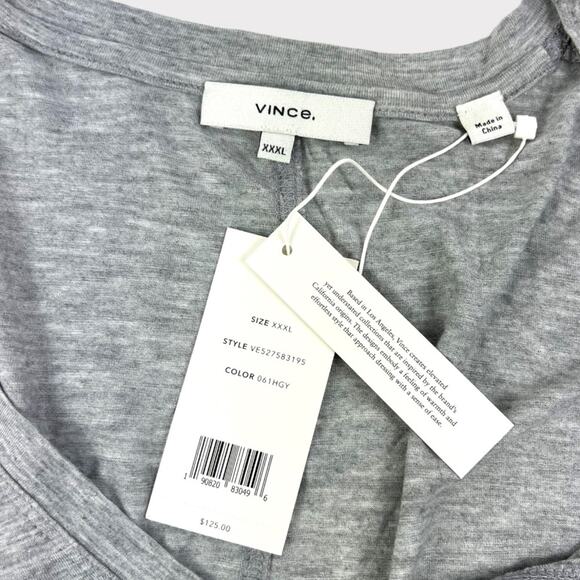 Vince Plus Size Drop Shoulder V-Neck Tee Grey Size XXXL NEW - Picture 2 of 4